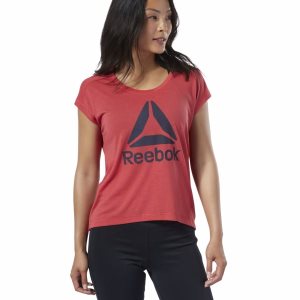 Koszulki Damskie Reebok Workout Ready Supremium 2.0 Czerwone PL 69KEMSD